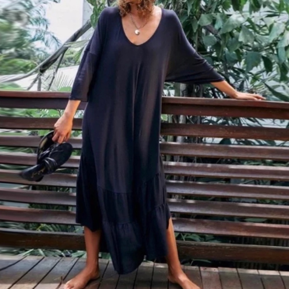 FREE PEOPLE Beach Collection Sunseeker Maxi Dress Obsidian NWT - Picture 4 of 13